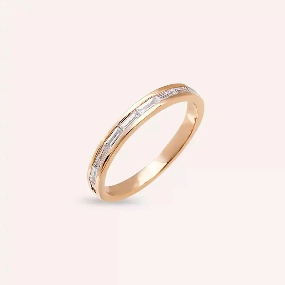 Sienna 0.40 CT Baget Pırlanta Taşlı Rose Altın Yarımtur Yüzük