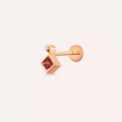 Simple Red Safir Taşlı Rose Altın Piercing