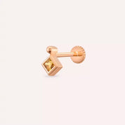 Simple Yellow Safir Taşlı Rose Altın Piercing