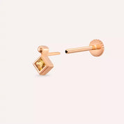 Simple Yellow Safir Taşlı Rose Altın Piercing