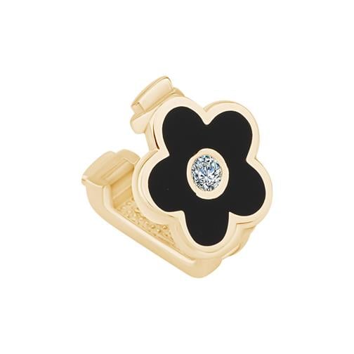 Siyah Çiçek 9Mm Bileklik Charm
