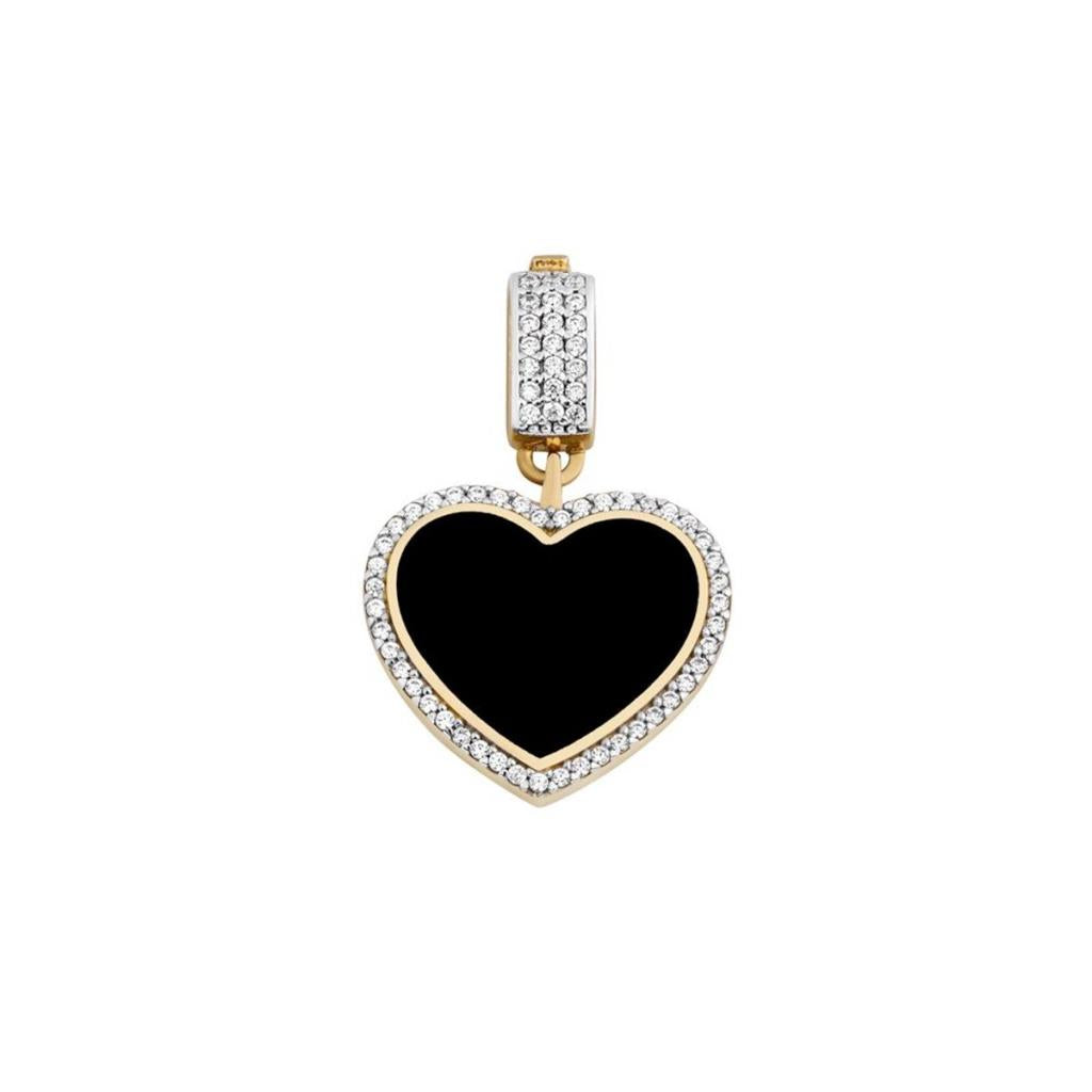 Siyah Mine Kalp Kolye Ucu Charm