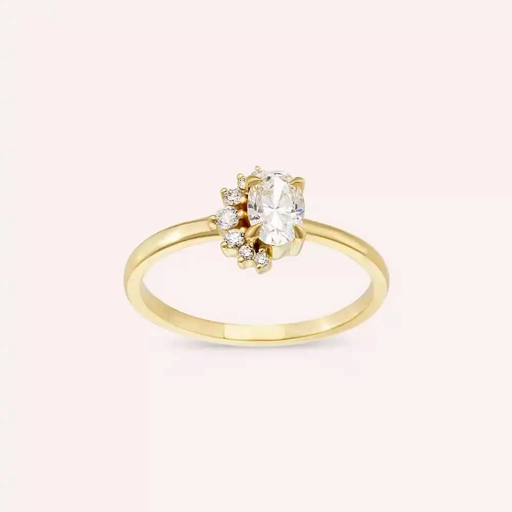 Sofia 0.59 CT Oval Kesim Pırlanta Taşlı Sarı Altın Yüzük