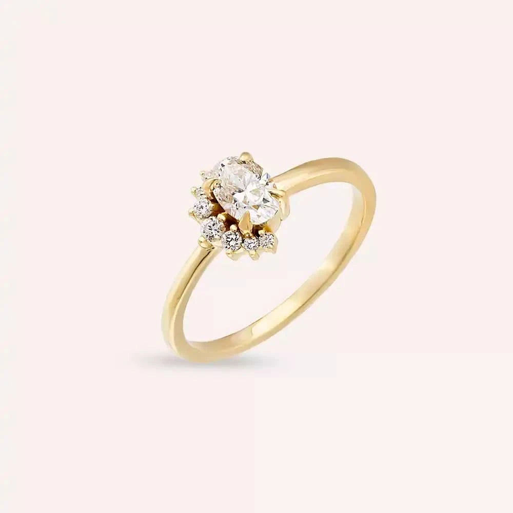 Sofia 0.59 CT Oval Kesim Pırlanta Taşlı Sarı Altın Yüzük