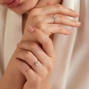 Solid 0.04 CT Baget Pırlanta Taşlı Rose Altın Yüzük