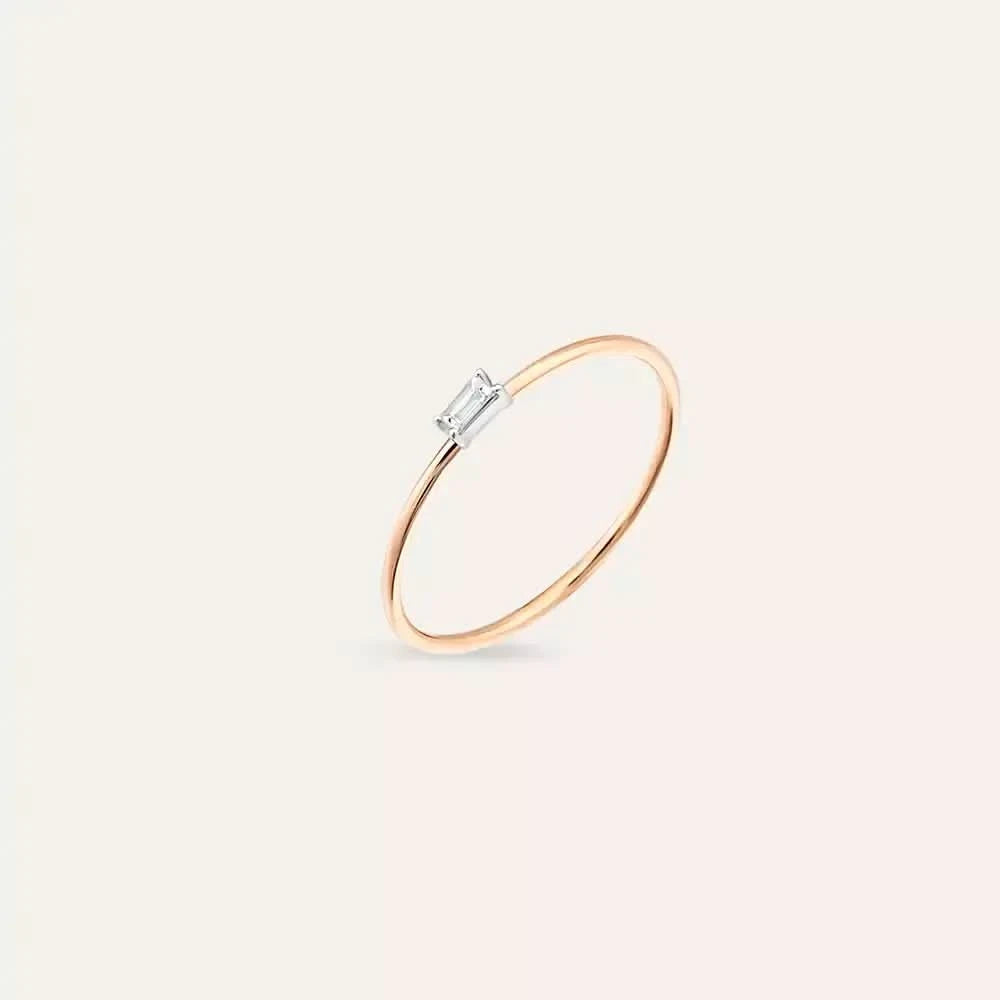Solid 0.05 CT Baget Pırlanta Taşlı Rose Altın Yüzük