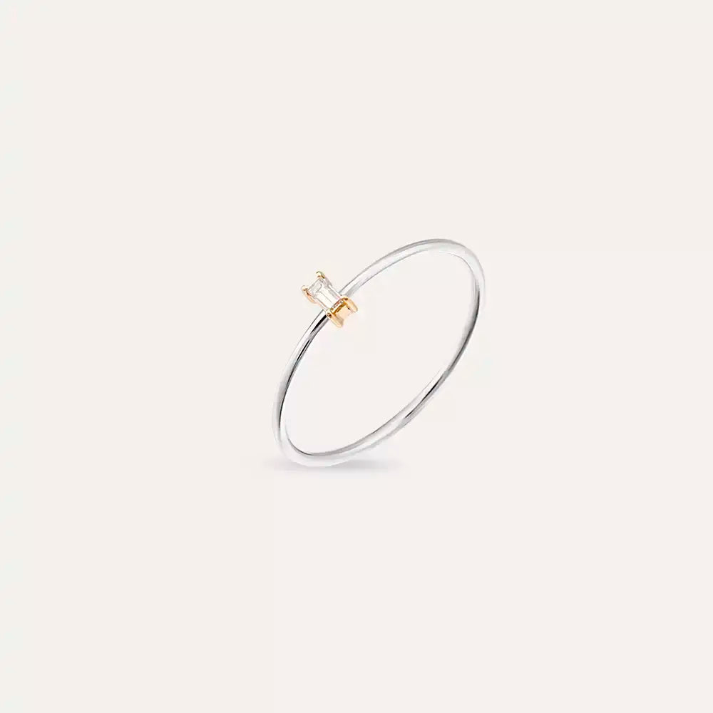 Solo 0.05 CT Baget Pırlanta Taşlı Yüzük