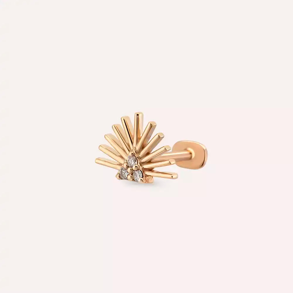 Solis Pırlanta Taşlı Rose Altın Piercing