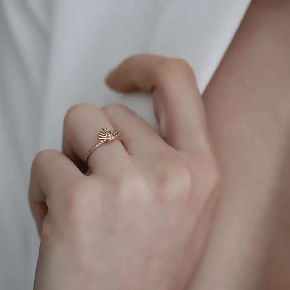 Solis Pırlanta Taşlı Rose Altın Yüzük