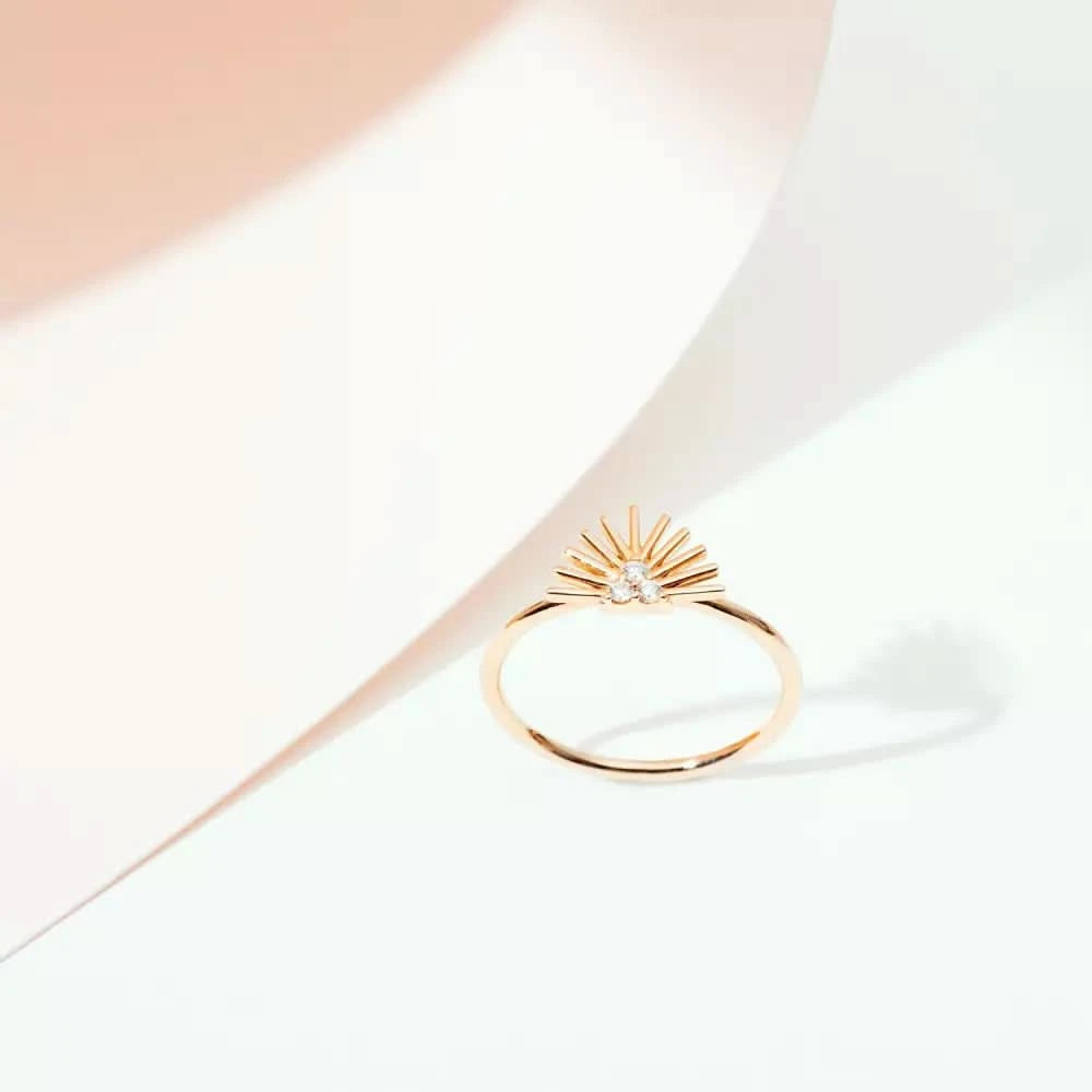 Solis Pırlanta Taşlı Rose Altın Yüzük