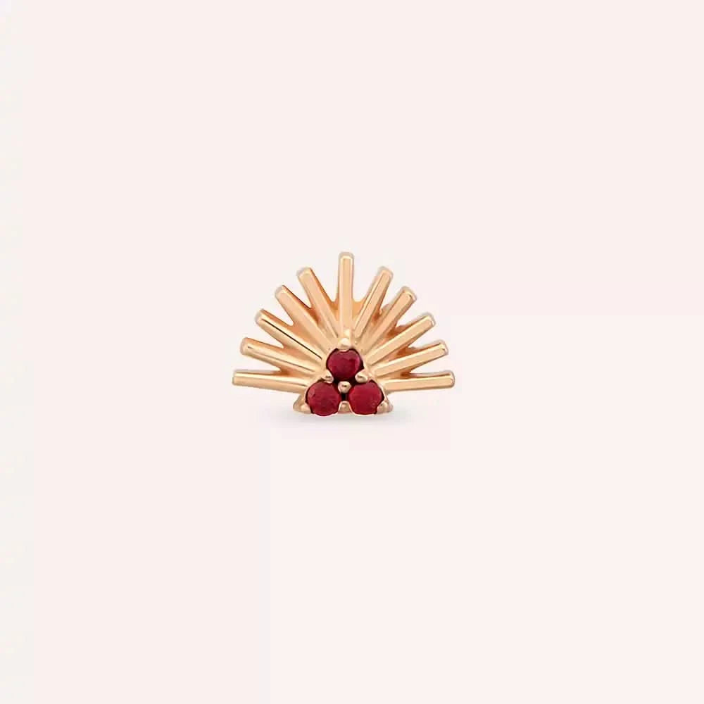 Solis Red Safir Taşlı Rose Altın Piercing