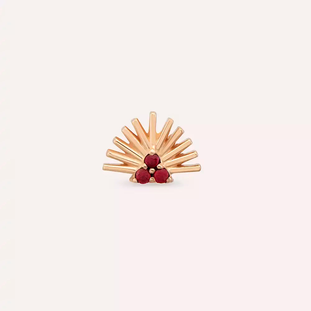 Solis Red Safir Taşlı Rose Altın Piercing