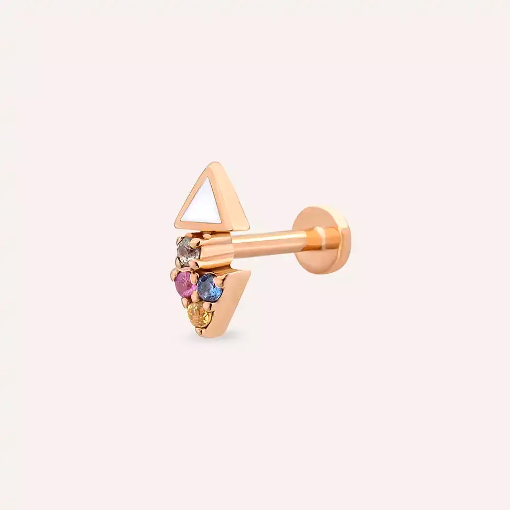 Sooty Multicolor Safir Taşlı ve Beyaz Mineli Rose Altın Piercing