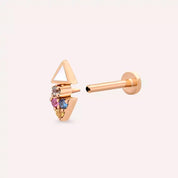Sooty Multicolor Safir Taşlı ve Beyaz Mineli Rose Altın Piercing