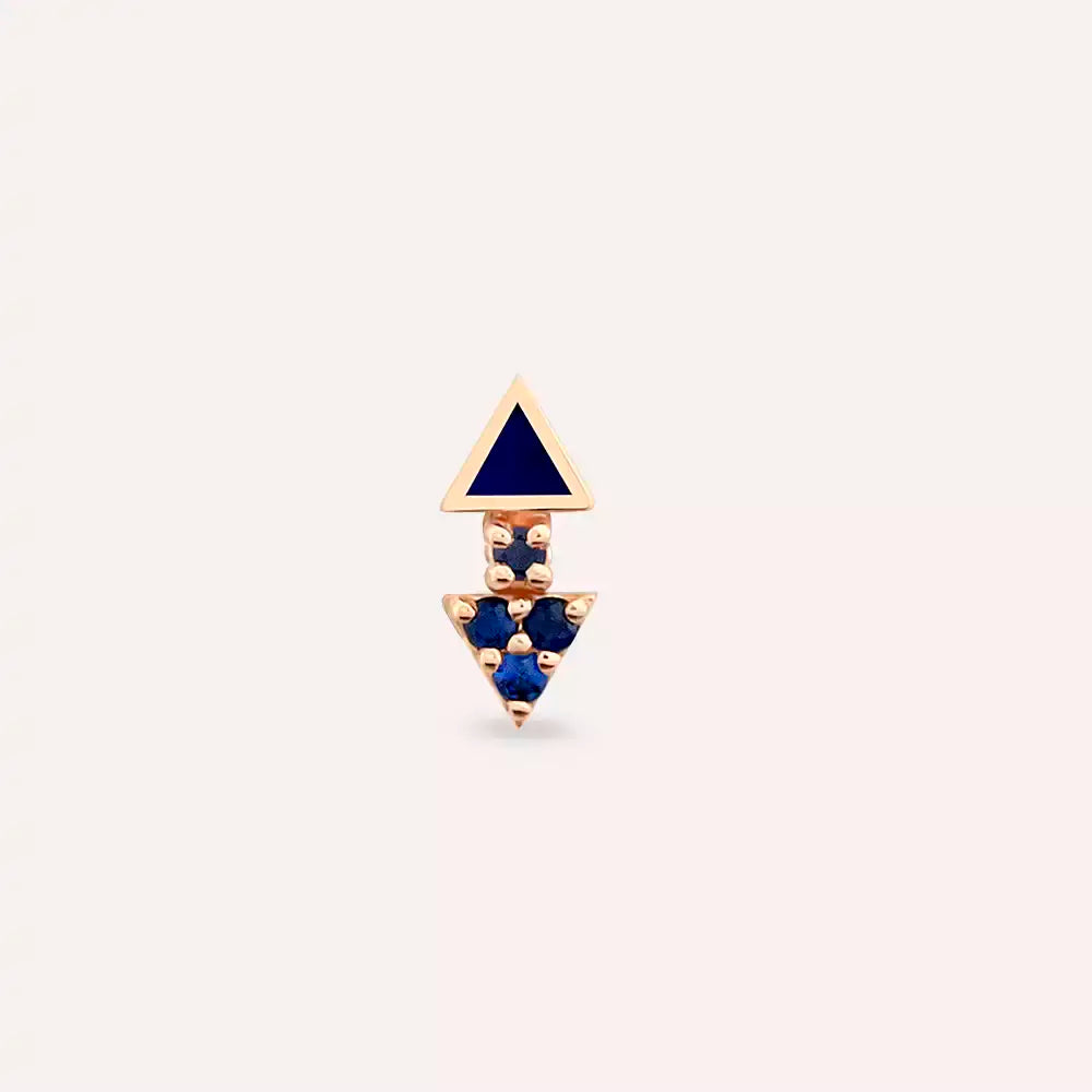 Sooty Safir Taşlı ve Lacivert Mineli Rose Altın Piercing