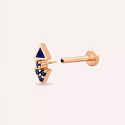 Sooty Safir Taşlı ve Lacivert Mineli Rose Altın Piercing