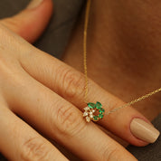 Sophia 0.41 CT Zümrüt ve Pırlanta Taşlı Sarı Altın Kolye