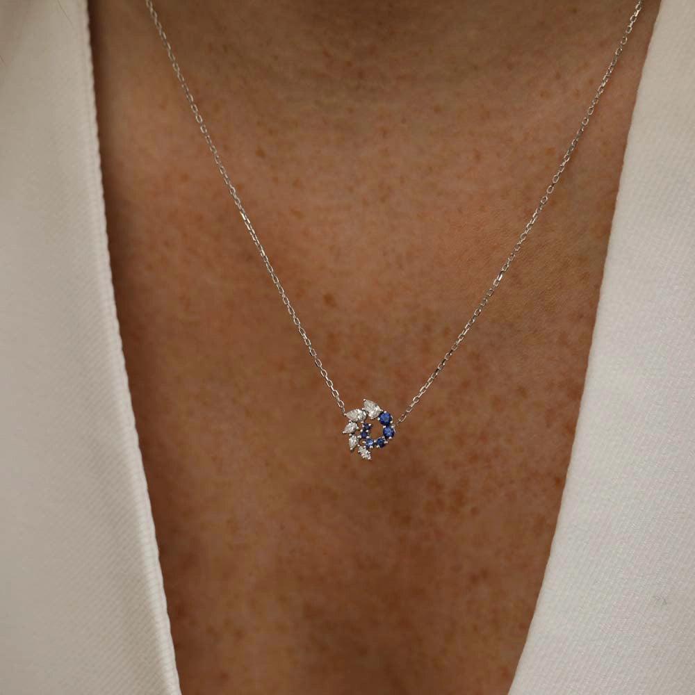 Sophia 0.45 CT Safir ve Pırlanta Taşlı Beyaz Altın Kolye - Tufanlar Kuyumculuk