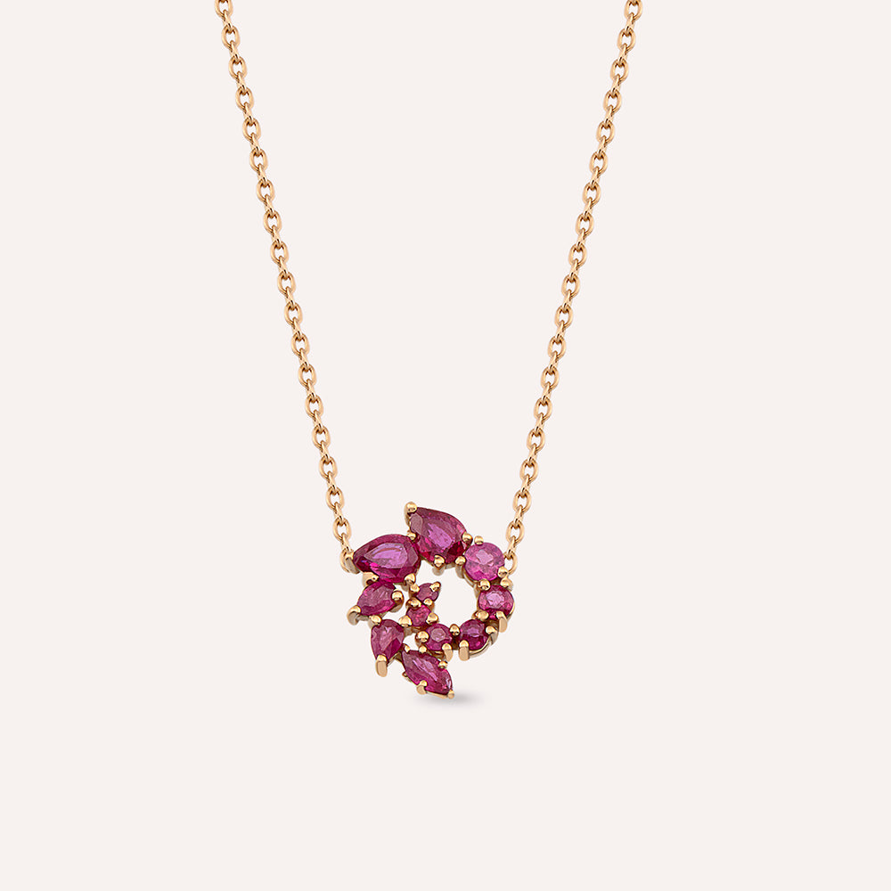 Sophia 0.75 CT Yakut Taşlı Rose Altın Kolye