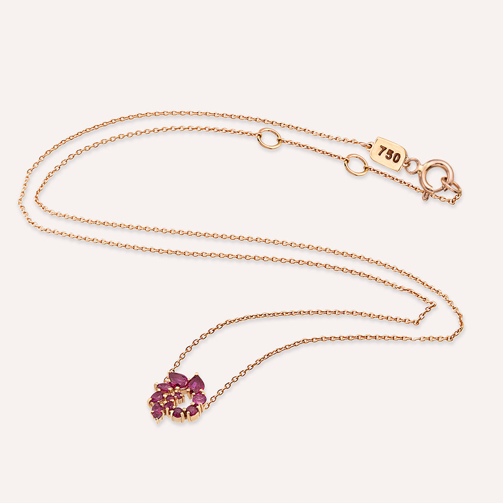 Sophia 0.75 CT Yakut Taşlı Rose Altın Kolye