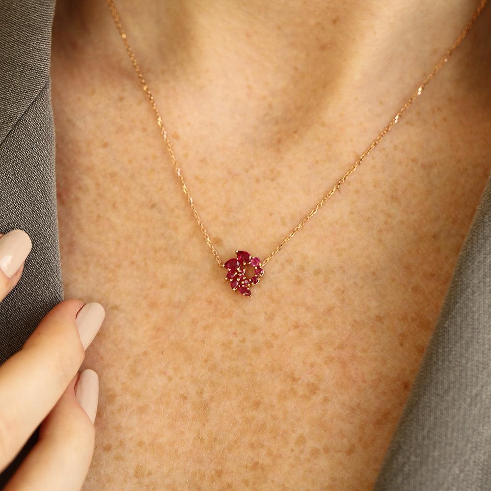 Sophia 0.75 CT Yakut Taşlı Rose Altın Kolye - Tufanlar Kuyumculuk