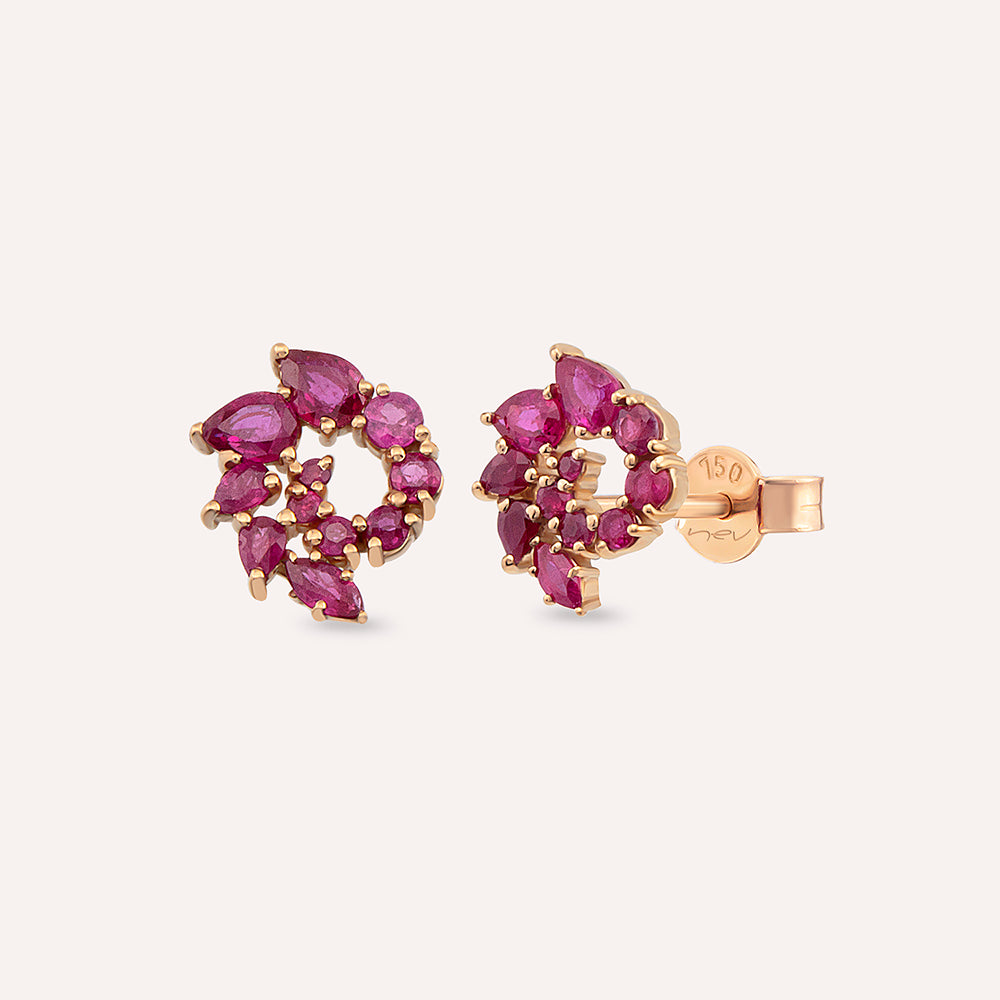 Sophia 1.50 CT Yakut Taşlı Rose Altın Tek Küpe