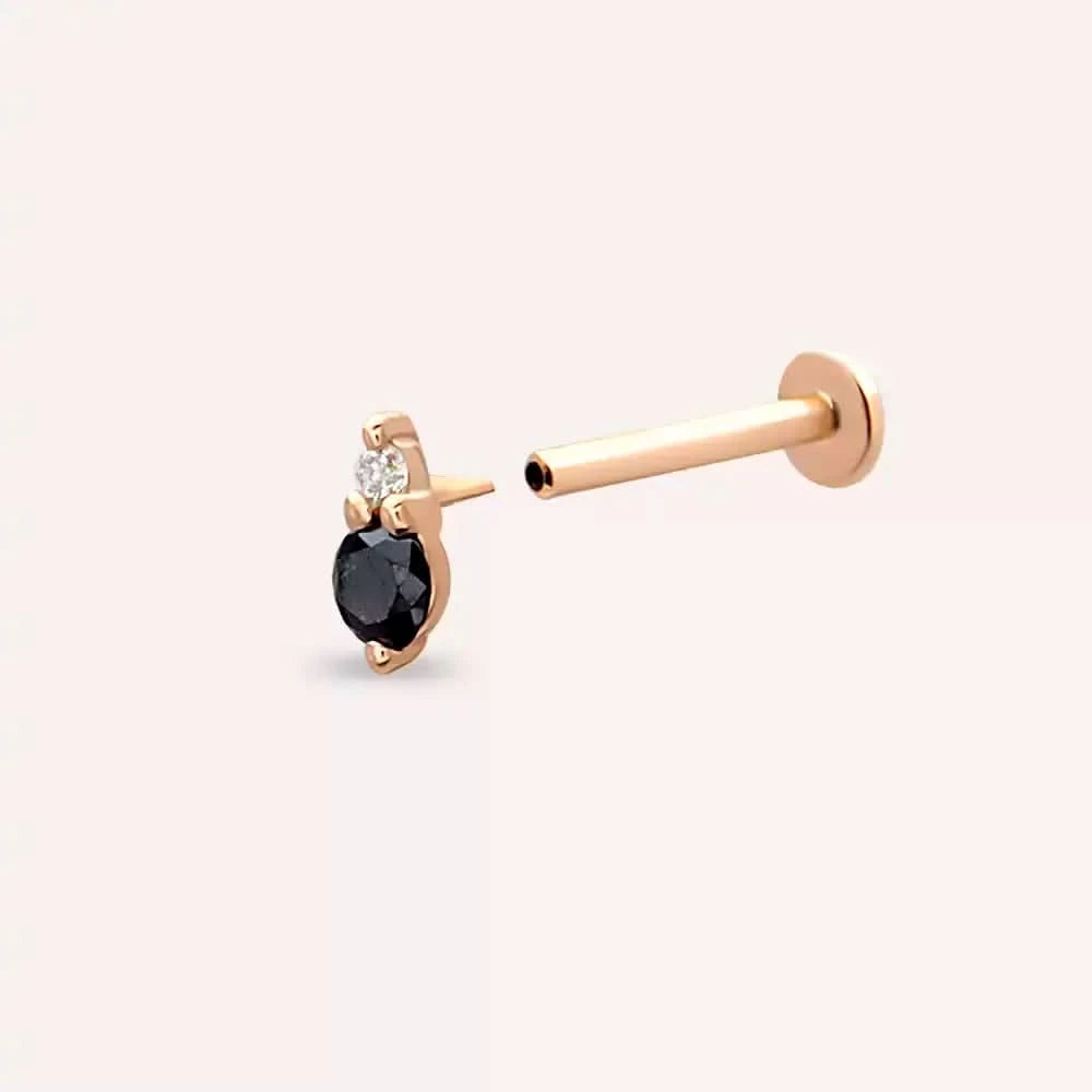 Speck Siyah Pırlanta Taşlı Rose Altın Piercing