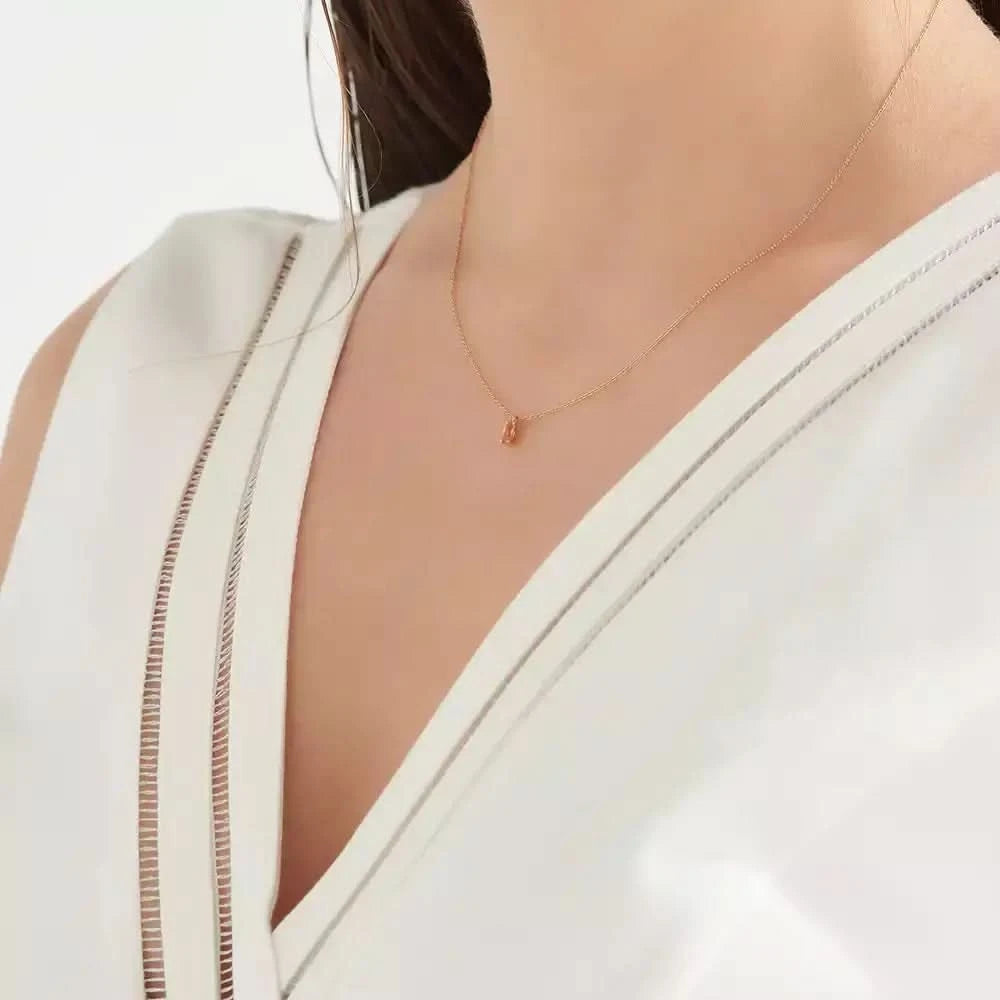 Spice Markiz Kesim Orange Safir Taşlı Rose Altın Kolye