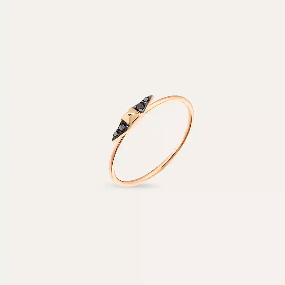 Peak 0.04 CT Siyah Pırlanta Taşlı Rose Altın Yüzük