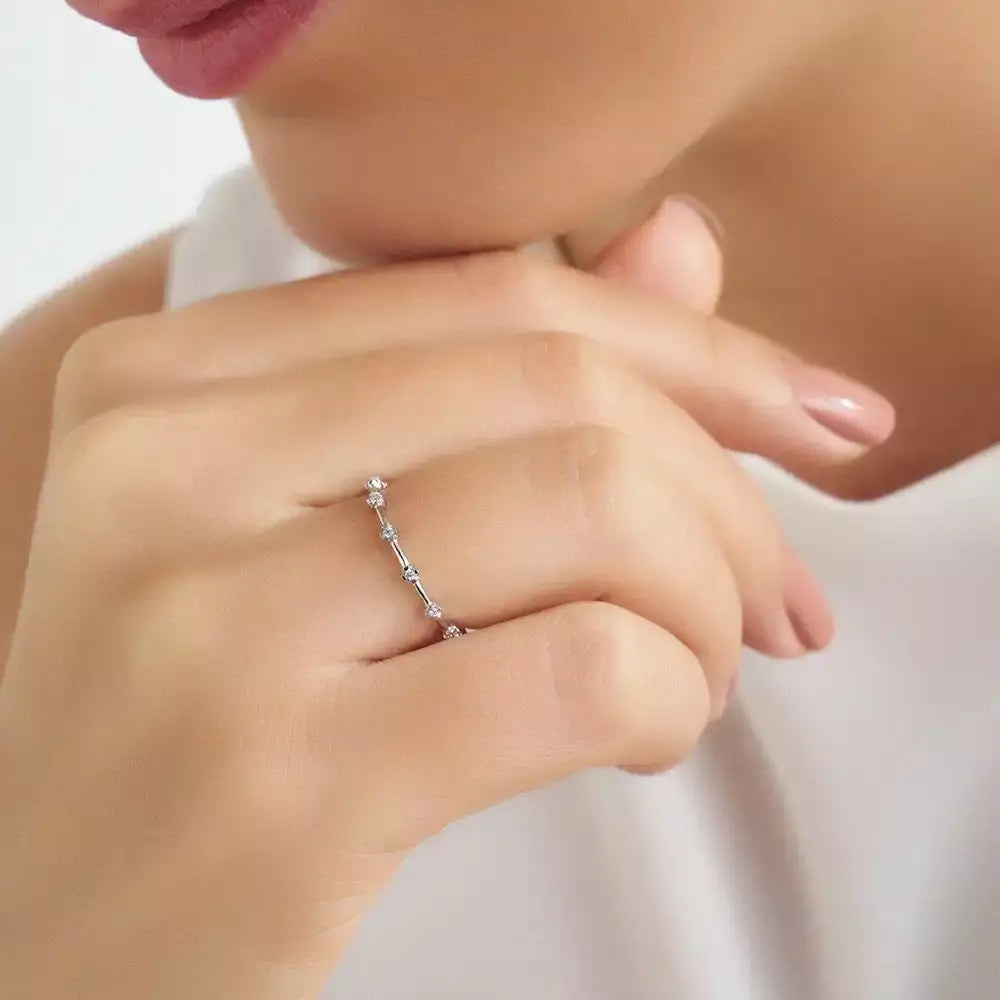 Twig  0.12 CT Pırlanta Taşlı Beyaz Altın Yüzük