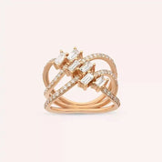 Startrack Baget Pırlanta Taşlı Rose Altın Yüzük