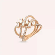 Startrack Baget Pırlanta Taşlı Rose Altın Yüzük