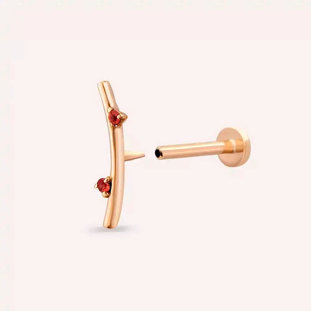 Steep Orange Safir Taşlı Rose Altın Piercing