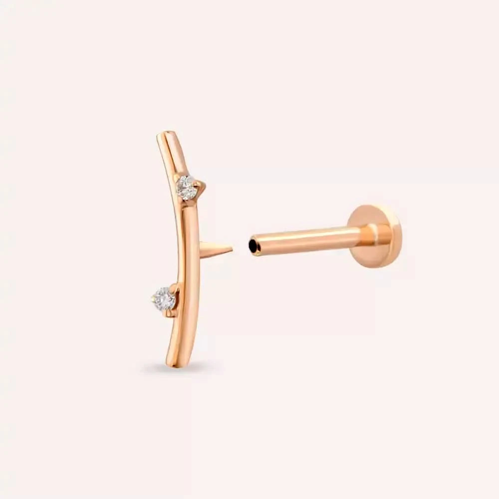 Steep Pırlanta Taşlı Rose Altın Piercing