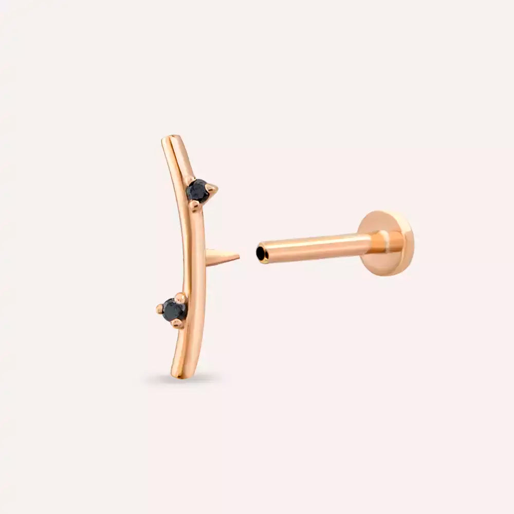 Steep Siyah Pırlanta Taşlı Rose Altın Piercing