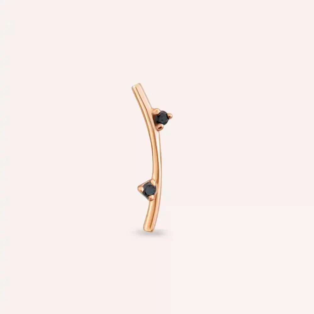 Steep Siyah Pırlanta Taşlı Rose Altın Piercing