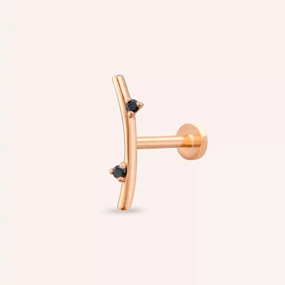 Steep Siyah Pırlanta Taşlı Rose Altın Piercing
