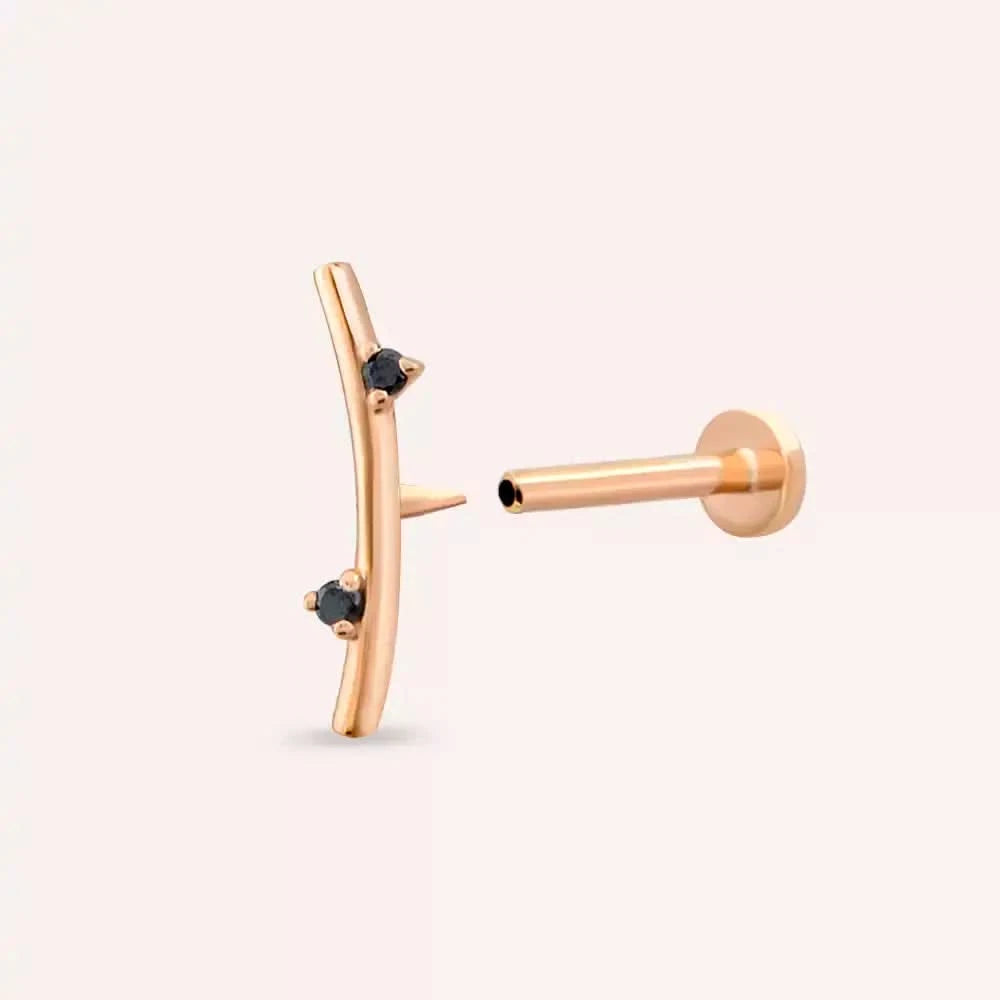 Steep Siyah Pırlanta Taşlı Rose Altın Piercing