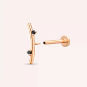 Steep Siyah Pırlanta Taşlı Rose Altın Piercing