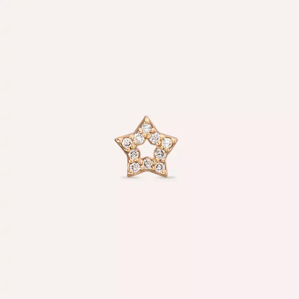 Stella Pırlanta Taşlı Rose Altın Piercing