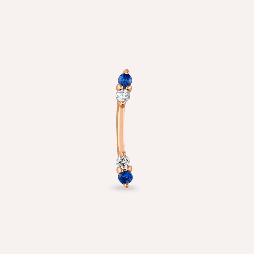 Stick Blue Safir ve Pırlanta Taşlı Rose Altın Piercing - Tufanlar Kuyumculuk