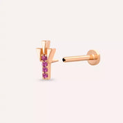 Stub Pink Safir Taşlı Rose Altın Piercing