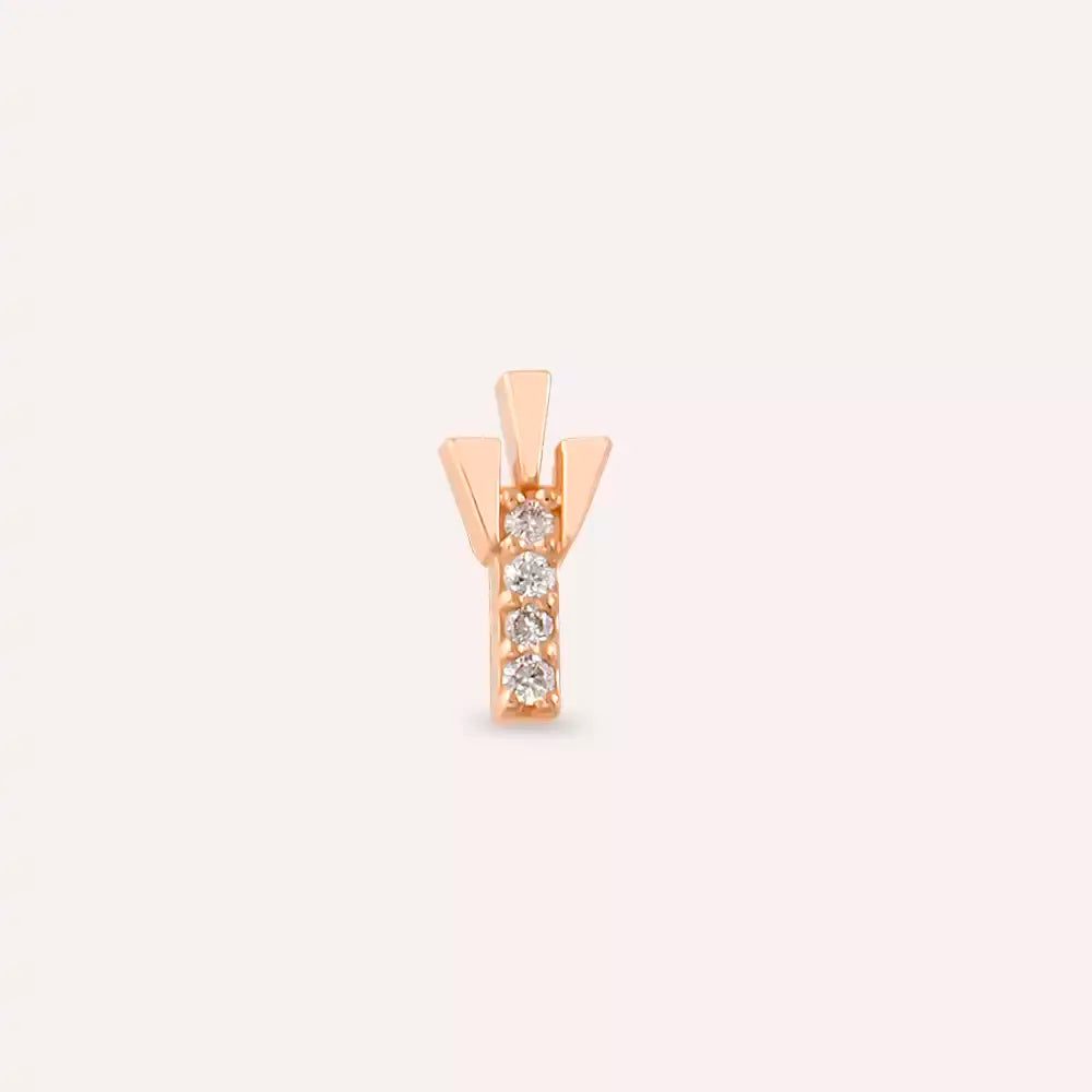 Stub Pırlanta Taşlı Rose Altın Piercing