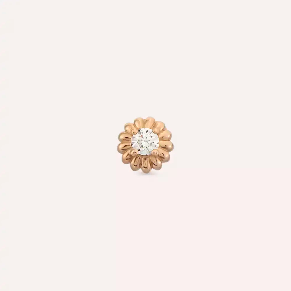 Sunflower Pırlanta Taşlı Rose Altın Piercing