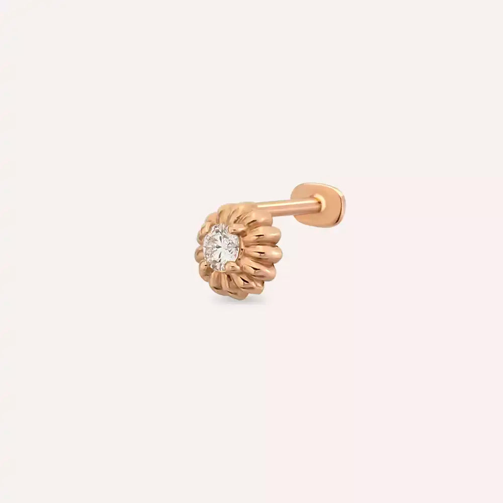Soleil Pırlanta Taşlı Rose Altın Piercing