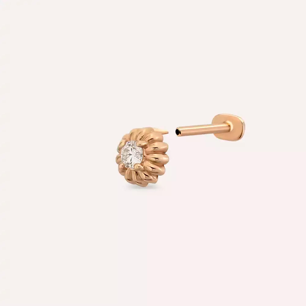 Sunflower Pırlanta Taşlı Rose Altın Piercing