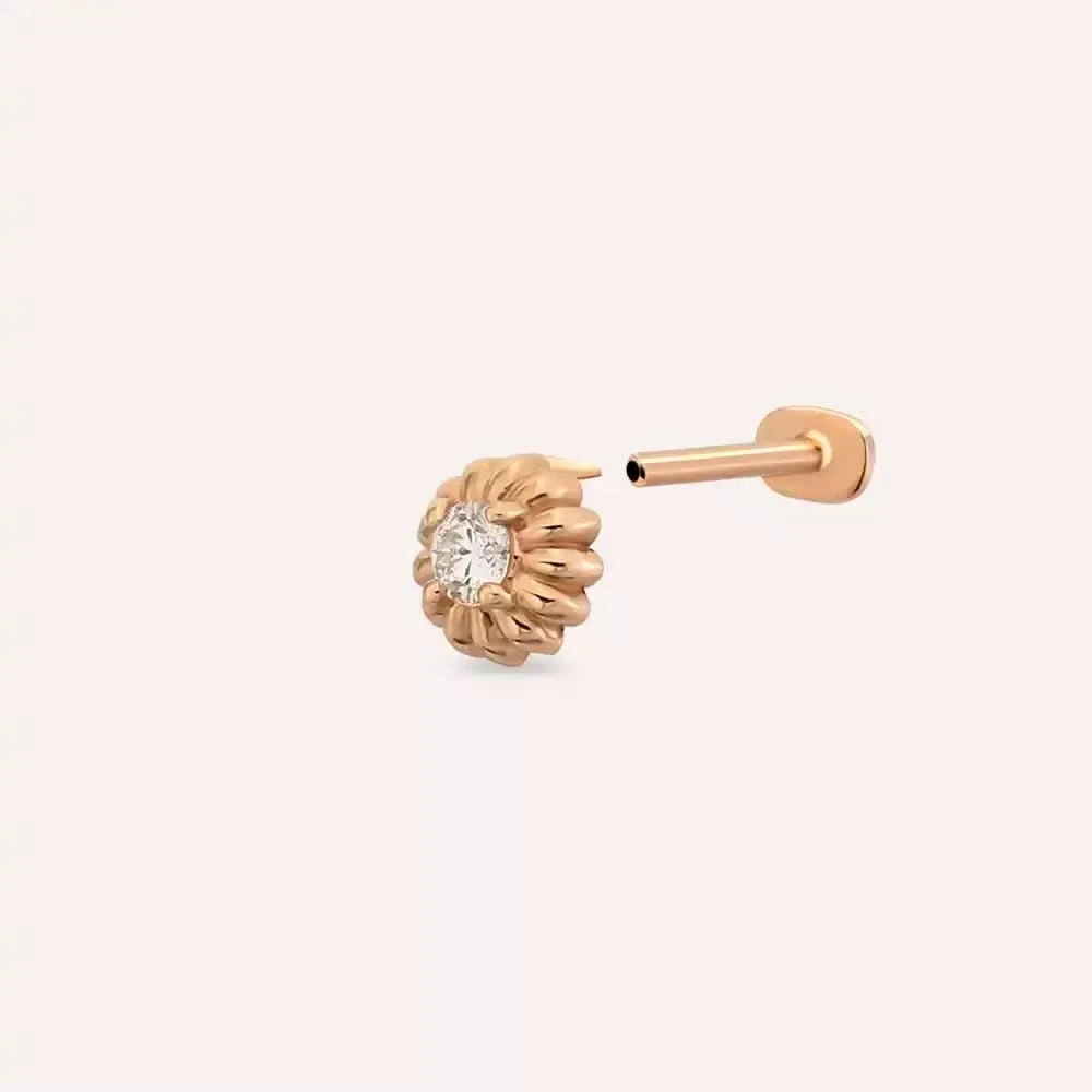 Sunflower Pırlanta Taşlı Rose Altın Piercing