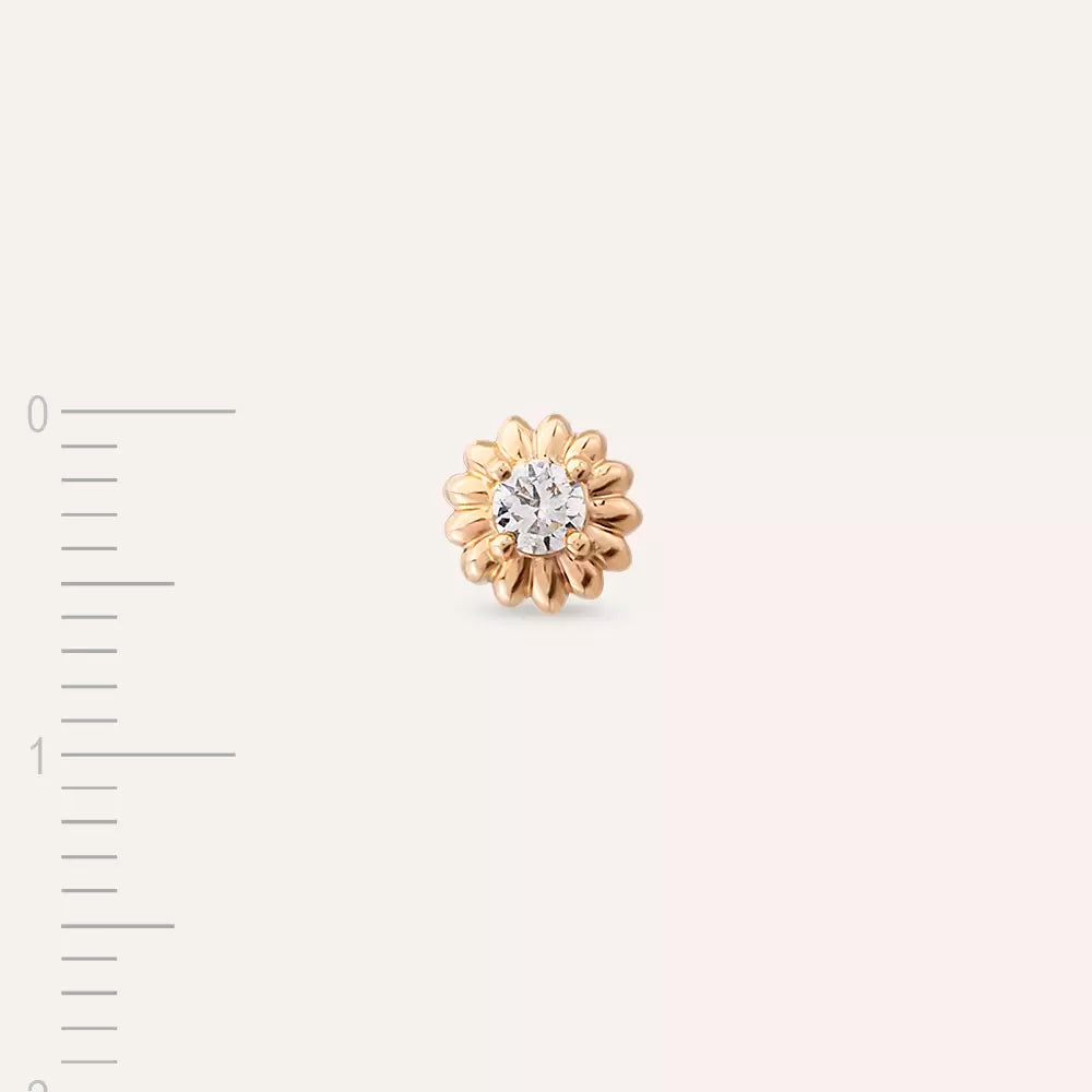 Sunflower Pırlanta Taşlı Rose Altın Tek Küpe