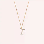 T Harf 0.07 CT Pırlanta Taşlı Rose Altın Kolye