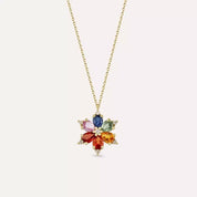 Talia Multicolor Safir ve Pırlanta Taşlı Sarı Altın Kolye